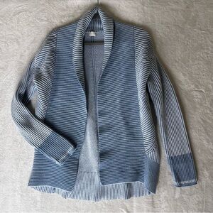 POETRY Ribbed Blue Women's Cardigan size 4/6 small Chunky Knit Long 100% Cotton